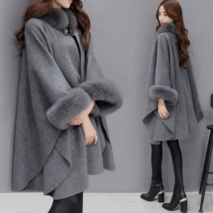 (💗Offre spéciale - 40% de réduction) Manteau à col en fourrure premium pour femmes, automne et hiver🔥Chaleureux et élégant