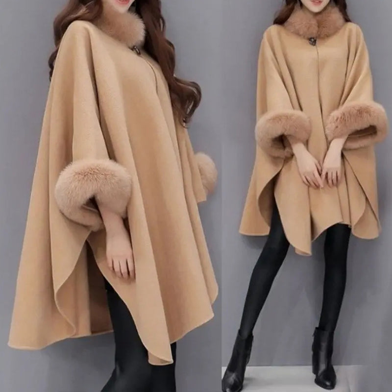 (💗Offre spéciale - 40% de réduction) Manteau à col en fourrure premium pour femmes, automne et hiver🔥Chaleureux et élégant