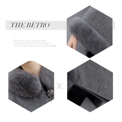 (💗Offre spéciale - 40% de réduction) Manteau à col en fourrure premium pour femmes, automne et hiver🔥Chaleureux et élégant