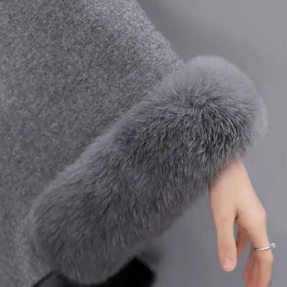(💗Offre spéciale - 40% de réduction) Manteau à col en fourrure premium pour femmes, automne et hiver🔥Chaleureux et élégant