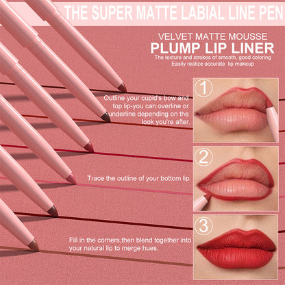 🔥Hot Sale Deals- 12-Color Matte Lipstick & Lip Liner Set (Wood-Cased)