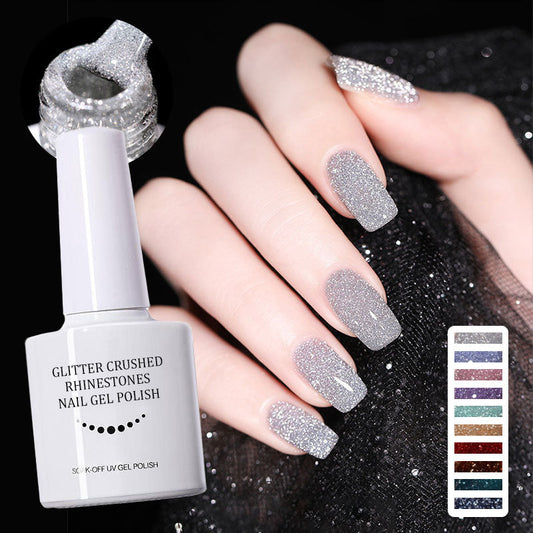 Vernis à ongles gel pailleté avec strass broyés