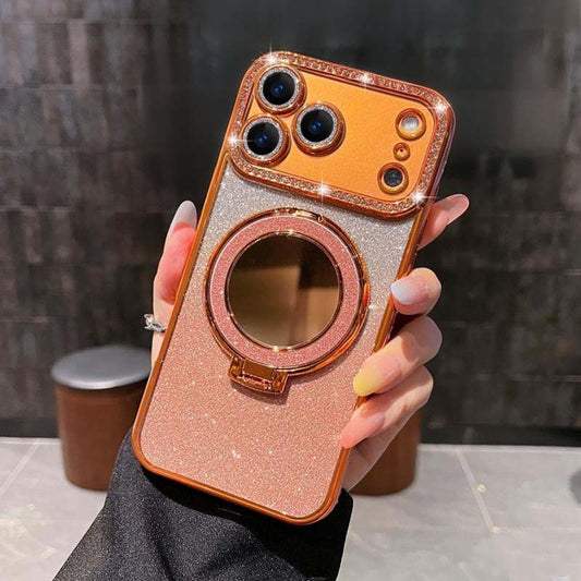 Étui à strass scintillant avec miroir et support pour les séries 13-17