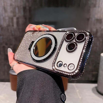 Étui à strass scintillant avec miroir et support pour les séries 13-17