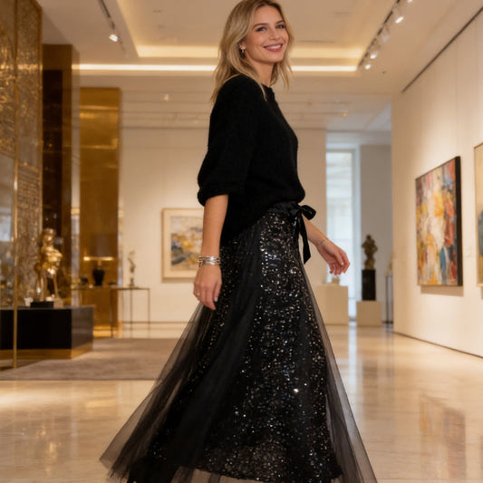 🎁Nouveau 57 % DE RÉDUCTION 👗 Ensemble top femme à paillettes et jupe en tulle - un ensemble deux pièces magnifique et élégant ✨