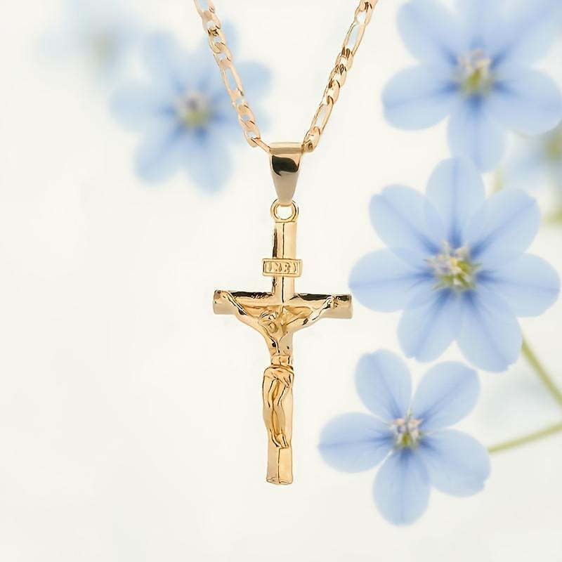 💐50% DE RÉDUCTION ! Collier Crucifix en Or – Motif INRI Très Détaillé ✝️✨【Offre Limitée】