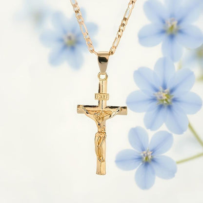 💐50% DE RÉDUCTION ! Collier Crucifix en Or – Motif INRI Très Détaillé ✝️✨【Offre Limitée】