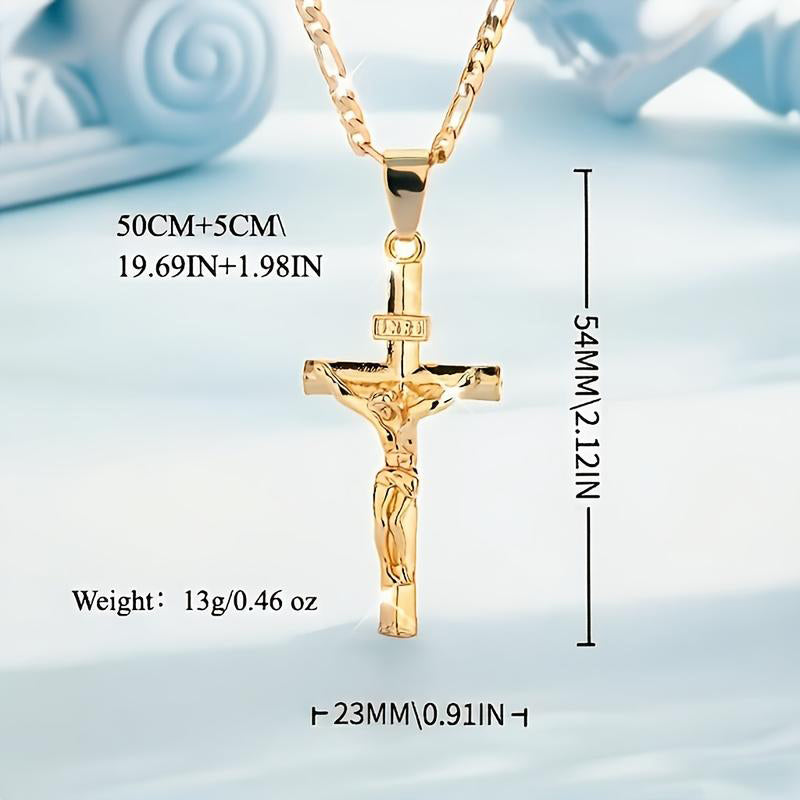 💐50% DE RÉDUCTION ! Collier Crucifix en Or – Motif INRI Très Détaillé ✝️✨【Offre Limitée】