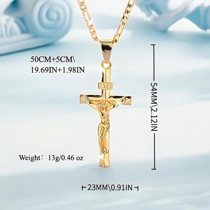 💐50% DE RÉDUCTION ! Collier Crucifix en Or – Motif INRI Très Détaillé ✝️✨【Offre Limitée】