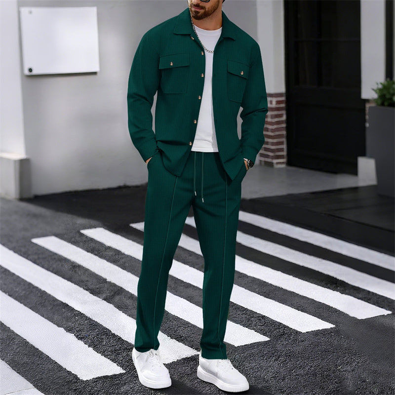 🔥⏰👕👖 PROMO -50% ! Ensemble Homme Veste + Pantalon en Maille Waffle – Coupe Ample, Respirant & Style Casual (6 Couleurs, S-3XL)