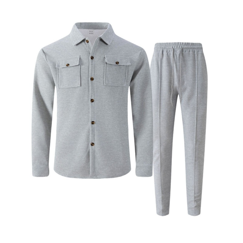 🔥⏰👕👖 PROMO -50% ! Ensemble Homme Veste + Pantalon en Maille Waffle – Coupe Ample, Respirant & Style Casual (6 Couleurs, S-3XL)