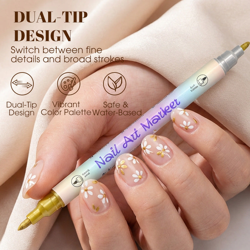 💅✨ PROMO FLASH -50% ! Stylos Marqueurs Nail Art Double Pointe – 12/24 Couleurs, Séchage Rapide, Sans Lampe UV, Formule à Base d'Eau, Idéal Débutantes & Pros 🎨