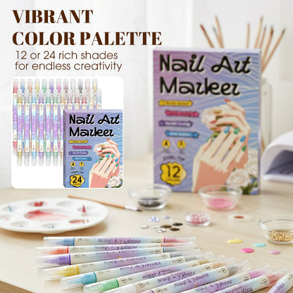 💅✨ PROMO FLASH -50% ! Stylos Marqueurs Nail Art Double Pointe – 12/24 Couleurs, Séchage Rapide, Sans Lampe UV, Formule à Base d'Eau, Idéal Débutantes & Pros 🎨