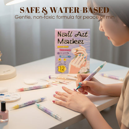 💅✨ PROMO FLASH -50% ! Stylos Marqueurs Nail Art Double Pointe – 12/24 Couleurs, Séchage Rapide, Sans Lampe UV, Formule à Base d'Eau, Idéal Débutantes & Pros 🎨