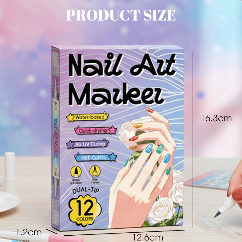 💅✨ PROMO FLASH -50% ! Stylos Marqueurs Nail Art Double Pointe – 12/24 Couleurs, Séchage Rapide, Sans Lampe UV, Formule à Base d'Eau, Idéal Débutantes & Pros 🎨