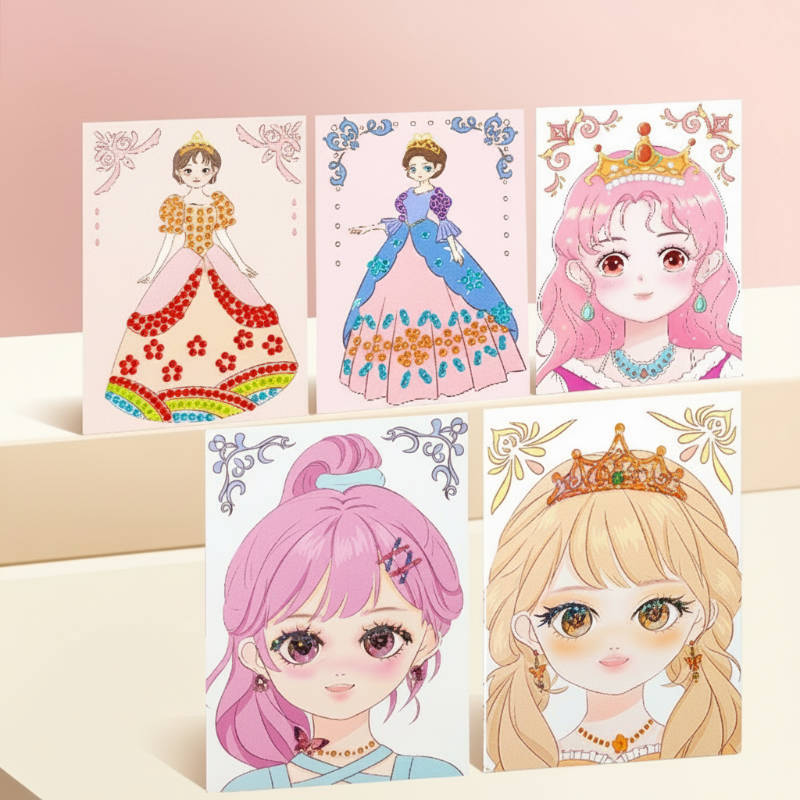 🔥PROMOTION EXCEPTIONNELLE -50%✨Kits de loisirs créatifs JSR : peinture diamant et maquillage de princesse, livre d'art sur papier métallisé, pour filles, cadeaux de Pâques faits main