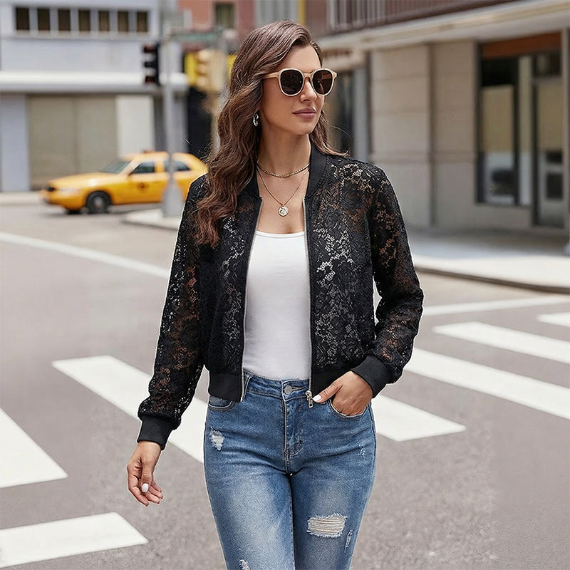 🔥Nouveautés et offres spéciales - Veste légère à lacets et fermeture éclair pour femme