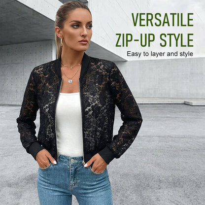 🔥Nouveautés et offres spéciales - Veste légère à lacets et fermeture éclair pour femme