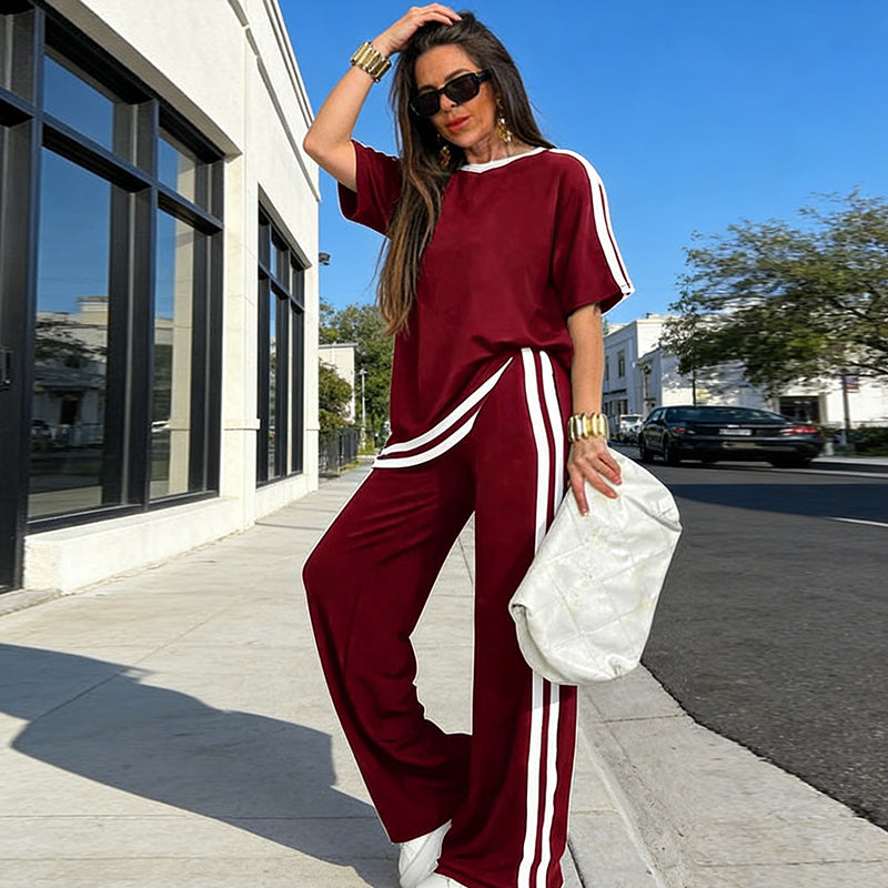 👖 50 % DE RÉDUCTION SUR L'ENSEMBLE DEUX PIÈCES À RAYURES ! ✨ Doux, respirant et coupe ample pour un look décontracté parfait 🌿