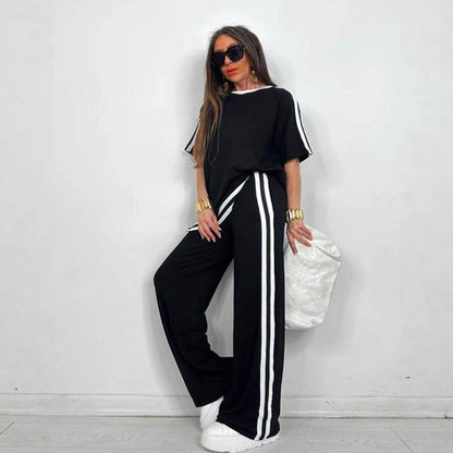 👖 50 % DE RÉDUCTION SUR L'ENSEMBLE DEUX PIÈCES À RAYURES ! ✨ Doux, respirant et coupe ample pour un look décontracté parfait 🌿