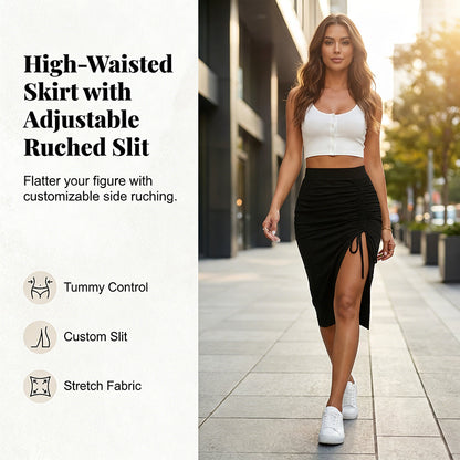 Jupe moulante à taille haute et fronces pour femme