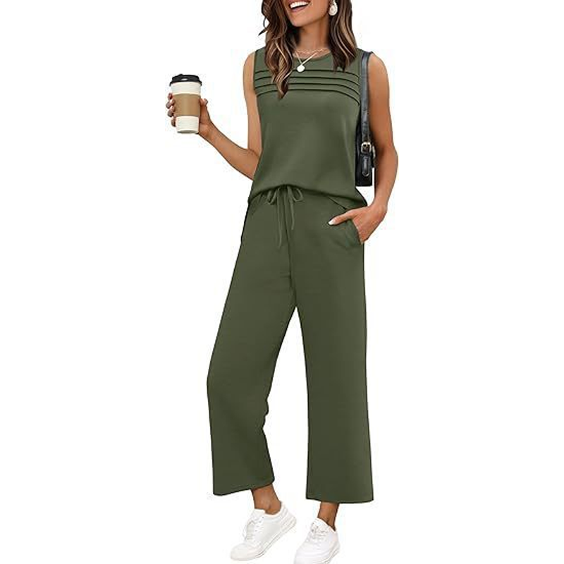 🎁PROMOTION EXCEPTIONNELLE : 50 % DE RÉDUCTION !💥Ensemble débardeur et pantalon à cordon pour femme