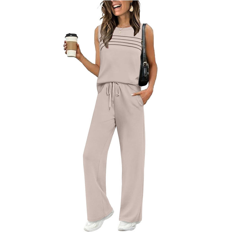 🎁PROMOTION EXCEPTIONNELLE : 50 % DE RÉDUCTION !💥Ensemble débardeur et pantalon à cordon pour femme