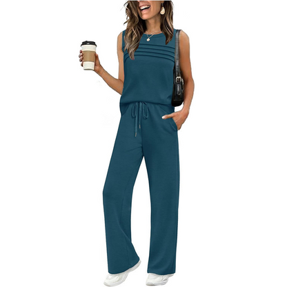 🎁PROMOTION EXCEPTIONNELLE : 50 % DE RÉDUCTION !💥Ensemble débardeur et pantalon à cordon pour femme