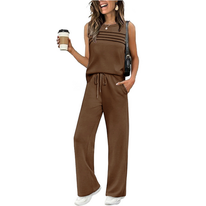 🎁PROMOTION EXCEPTIONNELLE : 50 % DE RÉDUCTION !💥Ensemble débardeur et pantalon à cordon pour femme