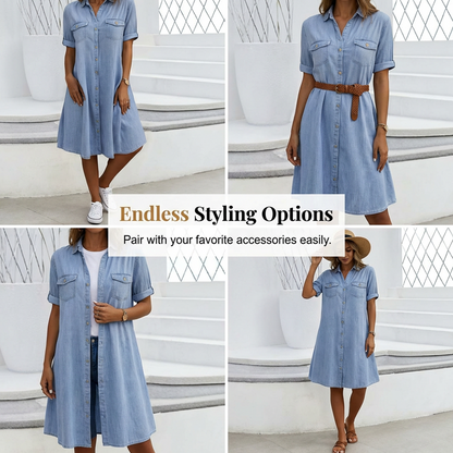 🔥Soldes 2026 : 30 % de réduction🔥Robe chemise décontractée en jean pour femme