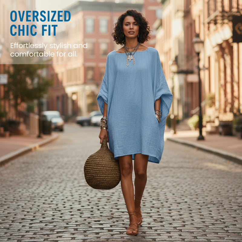 🔥Robe oversize à manches chauve-souris pour femme