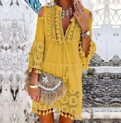 🔥58 % de réduction 👗Robe ample en coton et lin brodée pour femme 🌸