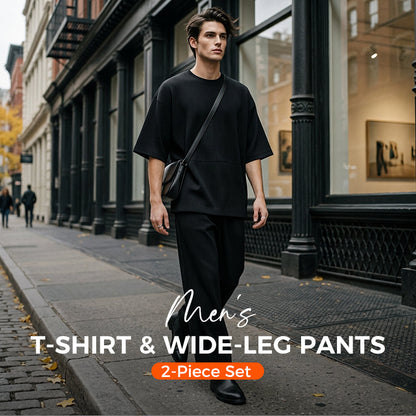 📢📢40 % DE RÉDUCTION !! ⏰Ensemble 2 pièces pour homme : t-shirt et pantalon à jambes larges