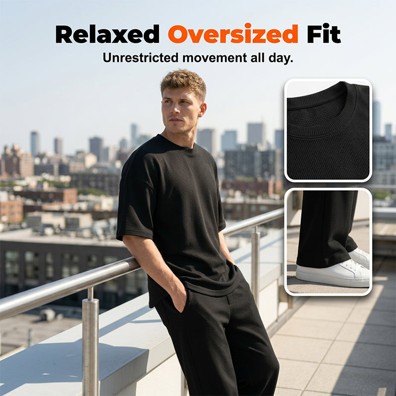 📢📢40 % DE RÉDUCTION !! ⏰Ensemble 2 pièces pour homme : t-shirt et pantalon à jambes larges