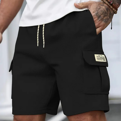 🩳Short cargo texturé décontracté pour homme avec cordon de serrage