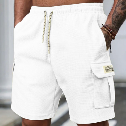 🩳Short cargo texturé décontracté pour homme avec cordon de serrage