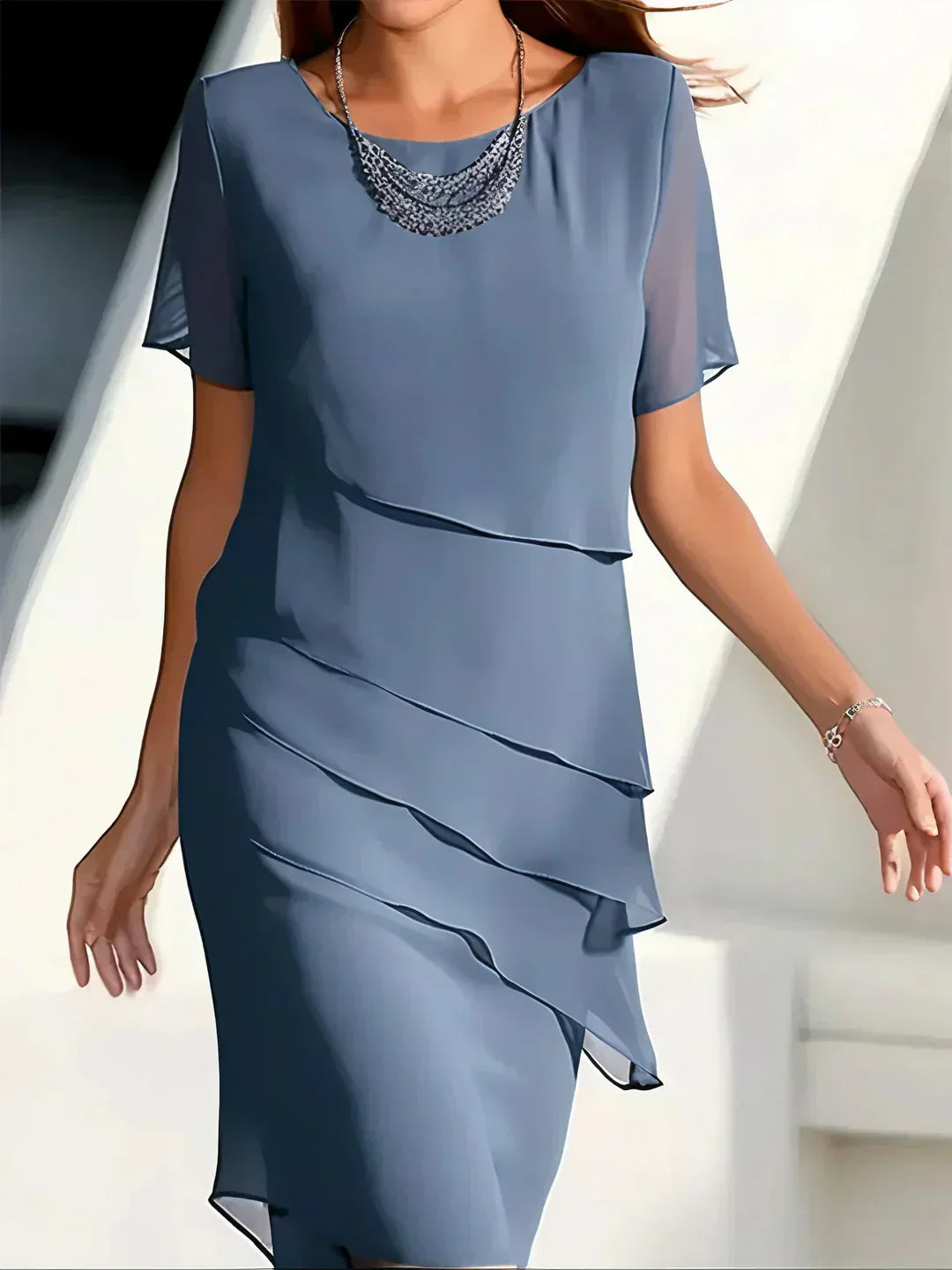 👗🍃Dernier jour à prix spécial !!💥 Élégante robe midi plissée en mousseline