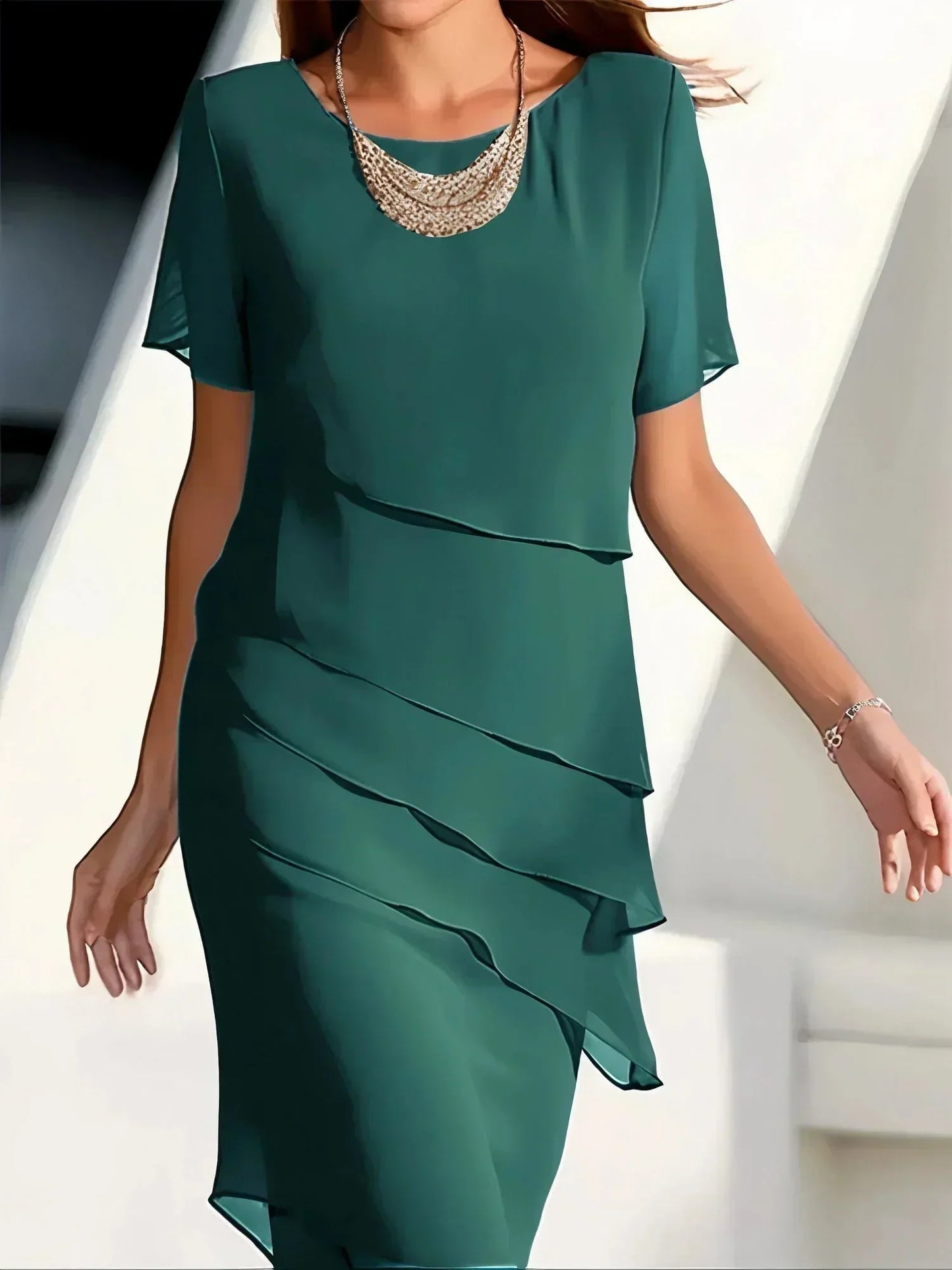👗🍃Dernier jour à prix spécial !!💥 Élégante robe midi plissée en mousseline