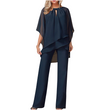 Ensemble Élégant Femme Deux Pièces : Haut Asymétrique et Pantalon Large