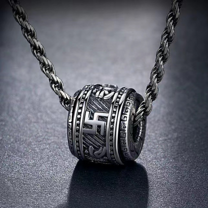 Collier rétro thaïlandais en argent avec six mots mantra bonne chance pour homme – Rotatif🔥🔥