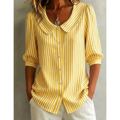 ⏳Spécial à durée limitée⏰Chemise à rayures boutonnée pour les trajets quotidiens en été🌸👔