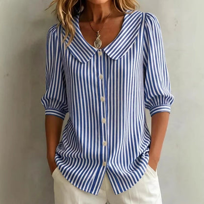 ⏳Spécial à durée limitée⏰Chemise à rayures boutonnée pour les trajets quotidiens en été🌸👔