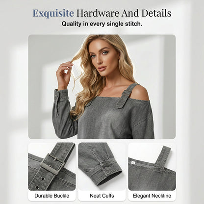 👕 OFFRE LIMITÉE : 50 % DE RÉDUCTION ! ✨ Haut en jean pour femme – larges bretelles, tendance, décontracté ✨