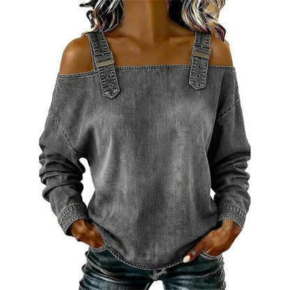 👕 OFFRE LIMITÉE : 50 % DE RÉDUCTION ! ✨ Haut en jean pour femme – larges bretelles, tendance, décontracté ✨