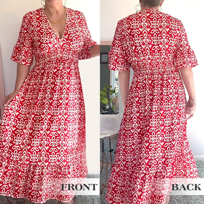 🔥Économisez 50 % sur les offres spéciales⏰-🌸Robe longue enveloppante à encolure en V avec imprimé bohémien décontracté