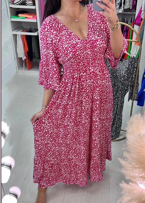 🔥Économisez 50 % sur les offres spéciales⏰-🌸Robe longue enveloppante à encolure en V avec imprimé bohémien décontracté