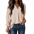 Chemise ample décontractée à col en V et manches 3/4