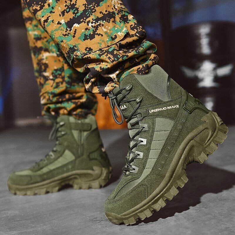Bottes de Combat de Travail Imperméables pour Hommes, Extérieur Anti-Perforation, Bottes de l'Armée (Amélioration de la Durabilité)