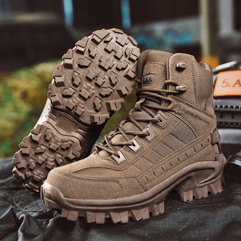Bottes de Combat de Travail Imperméables pour Hommes, Extérieur Anti-Perforation, Bottes de l'Armée (Amélioration de la Durabilité)