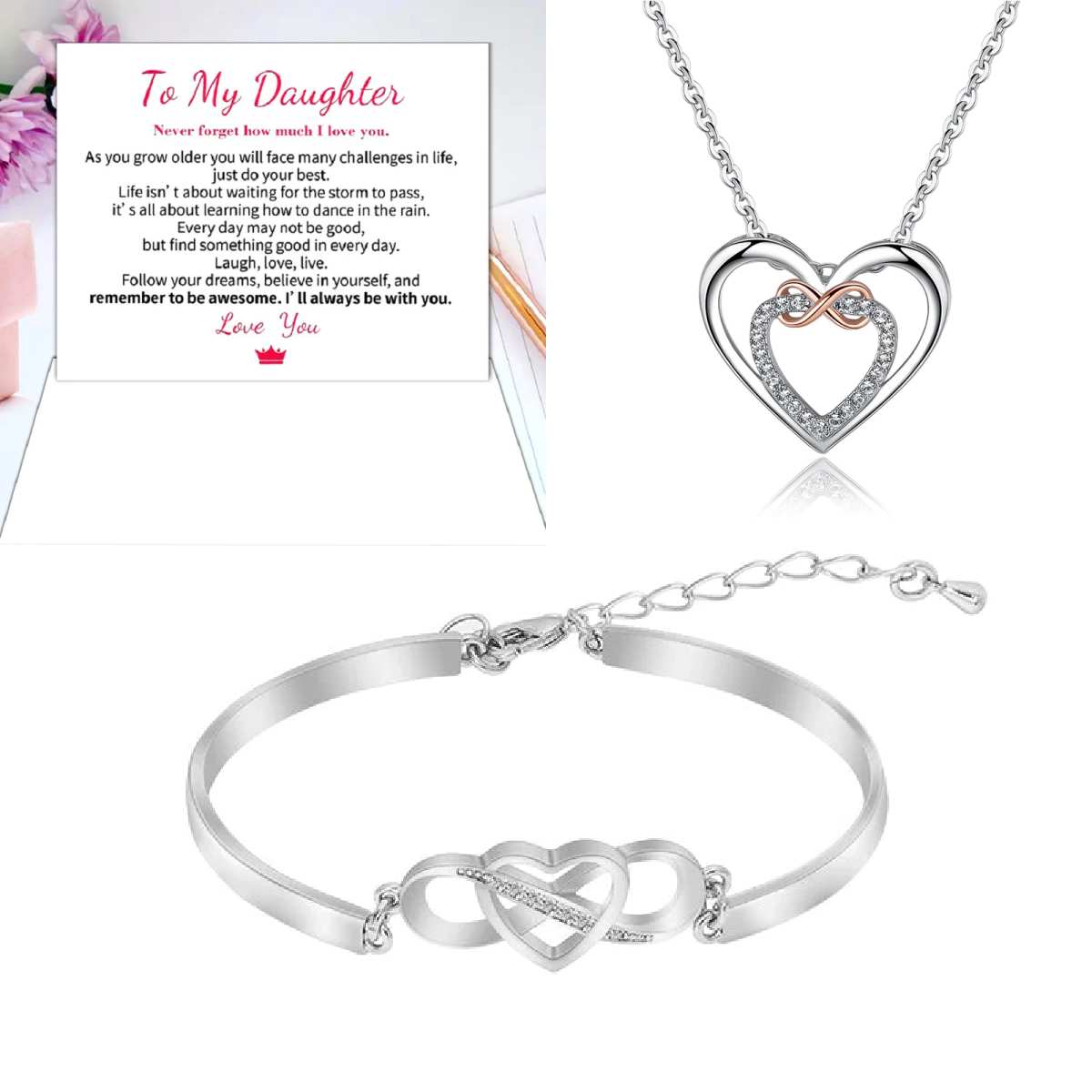 🎁💕 À offrir à votre bien-aimé(e)💕 Collier à double cœur à la mode